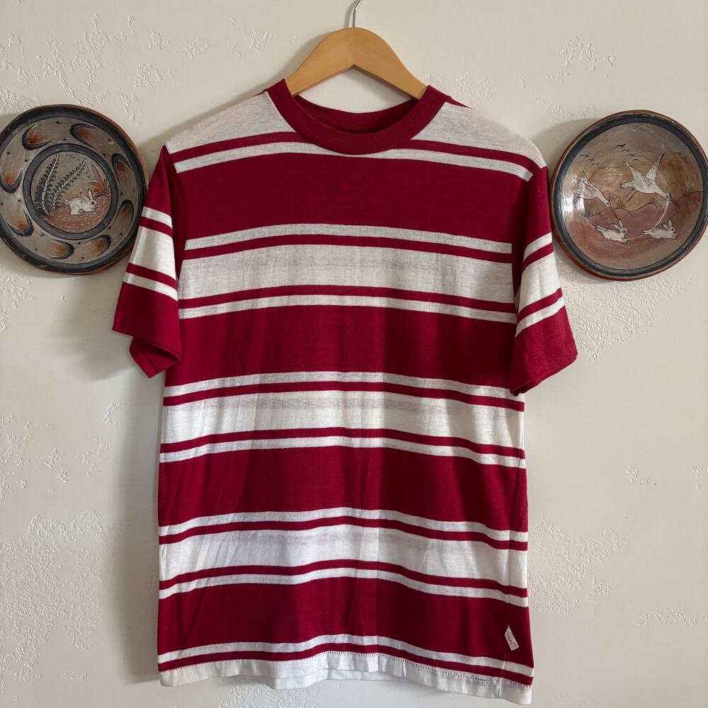 Vintage Deadstock 60's Jantzen Red and White Striped Tshirt